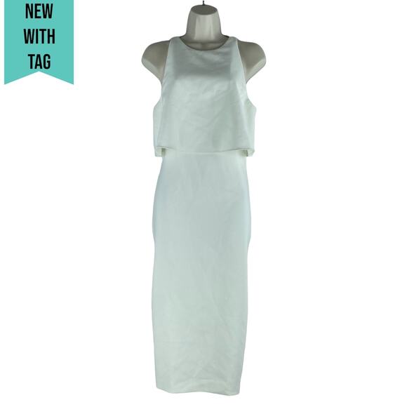 Likely Shayna Ruffle Overlay Cocktail Dress Knee Length White Size 10 - Picture 3 of 10